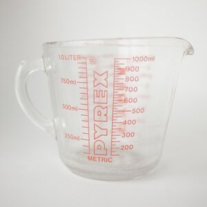 Vintage PYREX 4 Cups 32 Oz 1 Quart Glass Measuring Cup Pitcher USA Ounces Red
